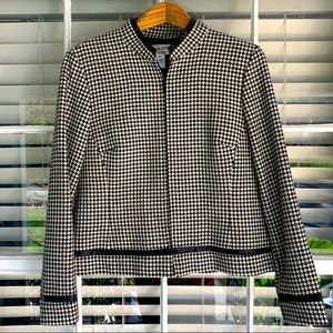 Pendleton houndstooth blazer with leather accents